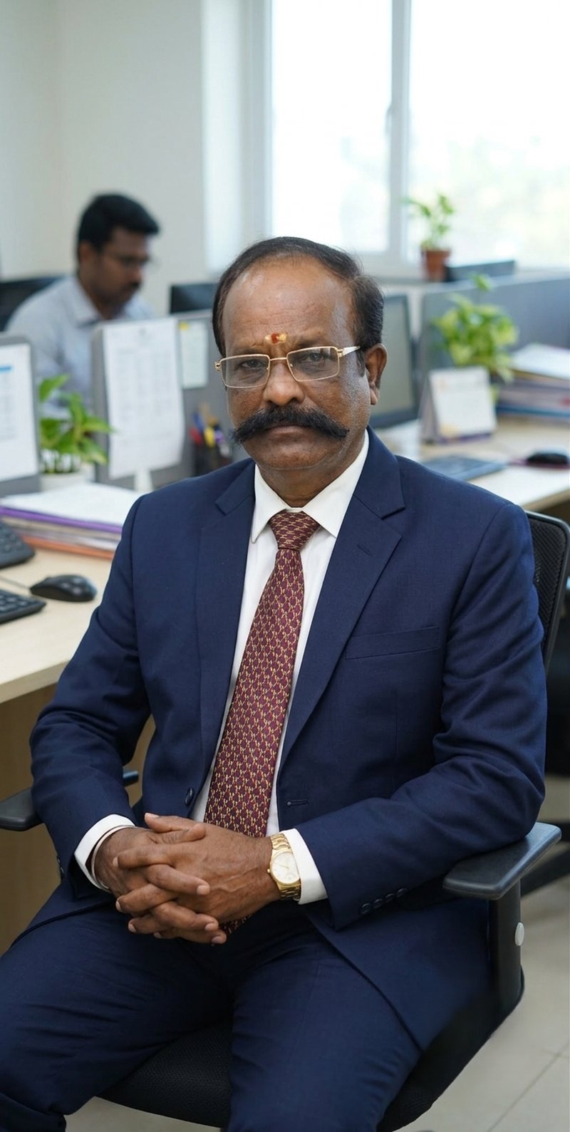 Durairaj Krishnamoorthy, Founder and Chairperson of Divya Priya Security , at the company office